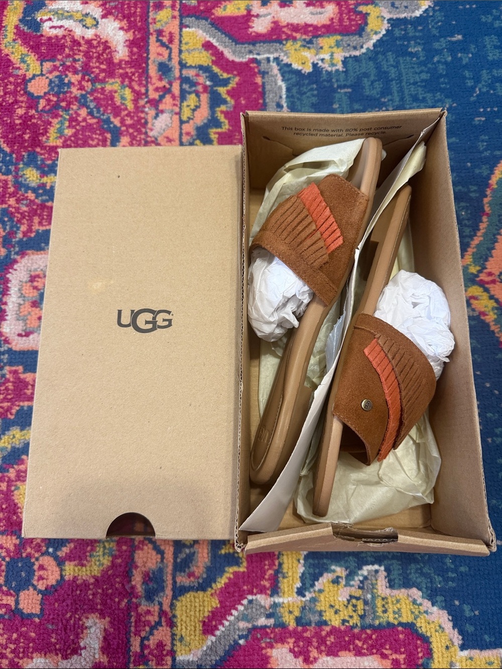 UGG women’s Binx size 7.5 sandals chestnut brow fringe sandals